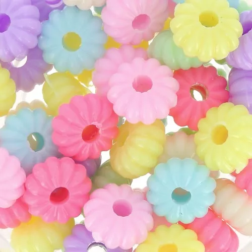 Surtido de cuentas de flores - 8x4 mm Multicolor Pastel x50