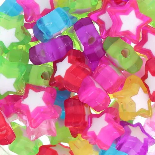 Surtido de 50 cuentas de estrella - 9 mm - Multicolor - Blanco