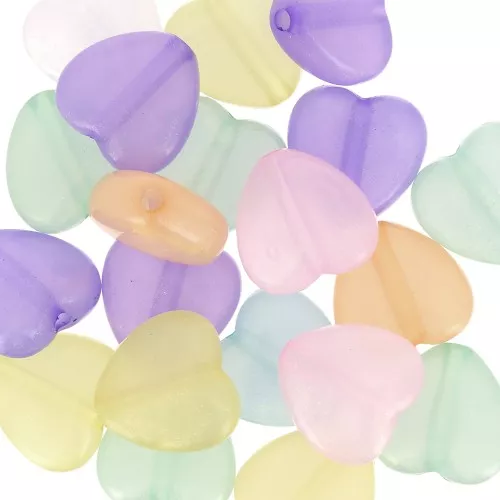 Juego de cuentas de corazón iridiscente 14 mm - Multicolor Pastel x20
