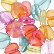 Juego de cuentas de corazón iridiscente 11x12 mm - Pastel transparente multicolor x20