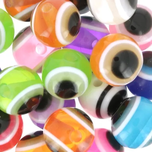 Surtido de cuentas redondas - ojo de la suerte - 10 mm - Multicolor x20