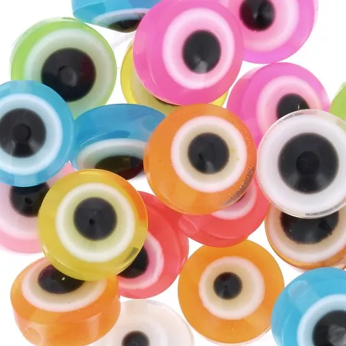 Surtido de cuentas planas redondas - ojo de la suerte - 9.5x6mm Multicolor x20