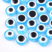 Cuentas planas redondas - ojo de la suerte - 9,5x6 mm - Azul cielo x10
