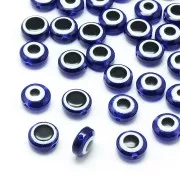 Cuentas planas redondas - ojo de la suerte - 8x5,5 mm - Azul x20