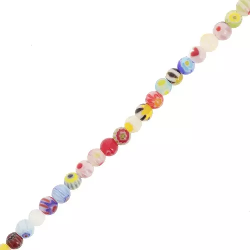 Cuentas de vidrio Millefiori 4 mm Multicolor x36cm
