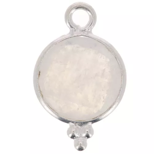 Colgante redondo facetado con bolitas 12x7 mm Plata 925 - Pierre de lune