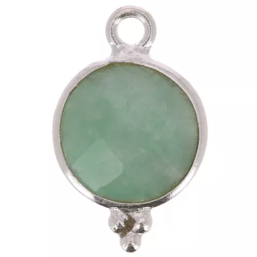 Colgante redondo facetado con bolitas 12x7 mm Plata 925 - Amazonite x1