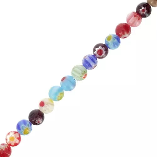 Cuentas de vidrio Millefiori 6 mm Multicolor x36cm