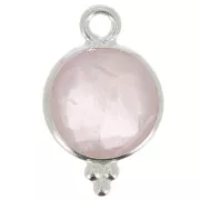 Colgante redondo facetado con bolitas 12x7 mm Plata 925 - Quartz rose x1
