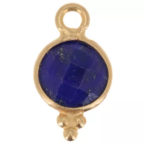 Colgante redondo facetado con bolitas 12x7 mm Plata 925 Plaqué Or - Lapis