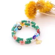 Cuentas de vidrio redondas planas Millefiori 10 mm Multicolor x20