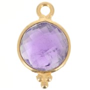 Colgante redondo facetado con bolitas 12x7 mm Plata 925 Plaqué Or - Amethyst|raw }}