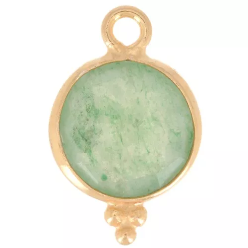 Colgante redondo facetado con bolitas 12x7 mm Plata 925 Plaqué Or Aventurine
