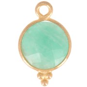 Colgante redondo facetado con bolitas 12x7 mm Plata 925 Plaqué Or Amazonite|raw }}