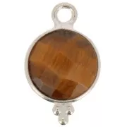 Charm redondo facetado con bolitas 15x9mm - Plata de ley 925 - Ojo de tigre x1