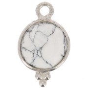 Charm redondo facetado con bolitas 15x9 mm - Plata de ley 925 - Howlita x1|raw }}