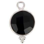 Charm redondo facetado con bolitas 15x9 mm - Plata 925 - Onix negro x1|raw }}