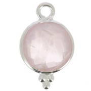 Colgante redondo facetado con bolitas 15x9 mm - Plata de ley 925 - Cuarzo rosa x1|raw }}