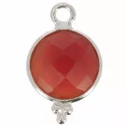 Colgante redondo facetado con bolitas 15x9 mm Plata 925 - imitación Cornalina