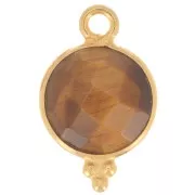 Charm Facetado con Bolas Pequeñas 15x9mm - Plata 925 Chapado en Oro - Ojo de Tigre