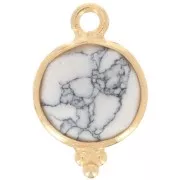 Charm Facetado con Bolas Pequeñas 15x9 mm - Plata de Ley 925 Chapado en Oro - Howlita