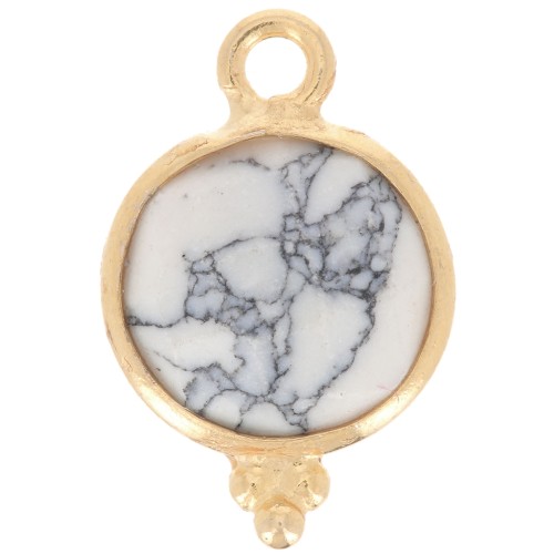 Charm Facetado con Bolas Pequeñas 15x9 mm - Plata de Ley 925 Chapado en Oro - Howlita