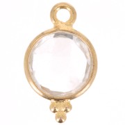 Charm Facetado con Bolas Pequeñas 15x9mm Plata Dorada 925 - Cristal de Roca|raw }}