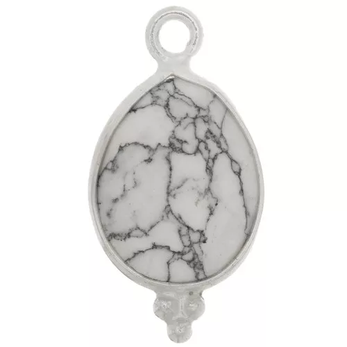 Dije gota facetada con bolitas 16x9mm - Plata de ley 925 - Howlite x1