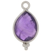 Dije gota facetada con bolitas 16x9mm - Plata de ley 925 - Amethyste x1|raw }}