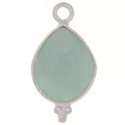 Dije gota facetada con bolitas 16x9mm - Plata de ley 925 - Amazonite x1