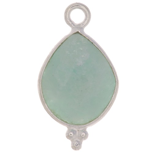 Dije gota facetada con bolitas 16x9mm - Plata de ley 925 - Amazonite x1