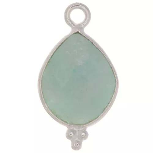 Dije gota facetada con bolitas 16x9mm - Plata de ley 925 - Amazonite x1