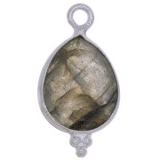 Dije gota facetada con bolitas 16x9mm - Plata de ley 925 - Labradorite x1|raw }}