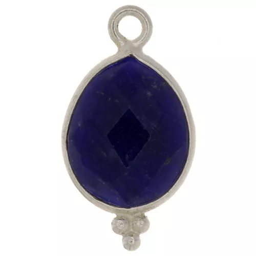 Dije gota facetada con bolitas 16x9mm - Plata de ley 925 - Sodalite x1