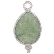 Dije gota facetada con bolitas 16x9mm - Plata de ley 925 - Aventurine x1