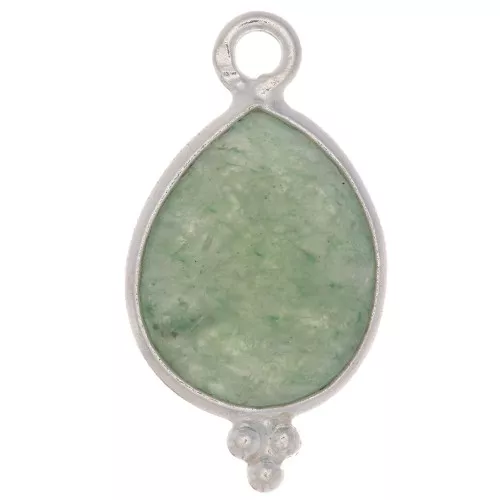 Dije gota facetada con bolitas 16x9mm - Plata de ley 925 - Aventurine x1