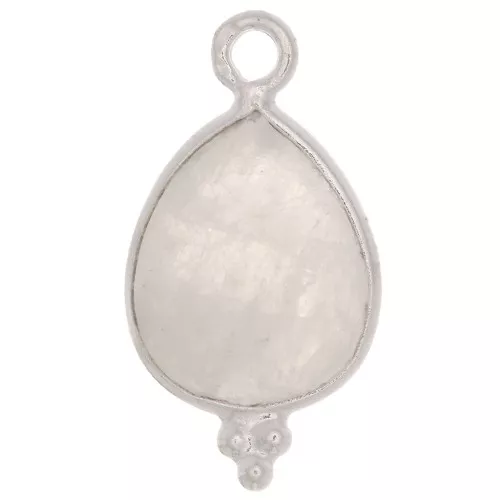 Dije gota facetada con bolitas 16x9mm - Plata de ley 925 - Pierre de lune