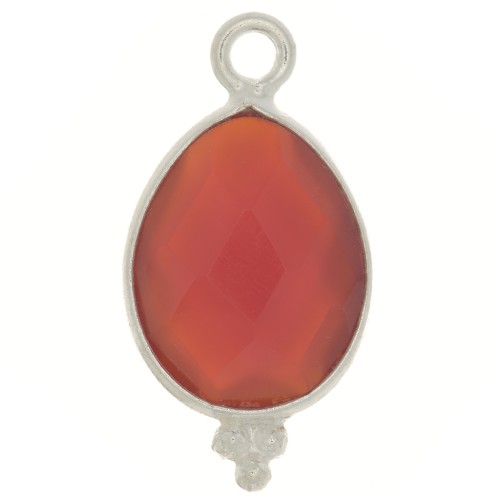 Dije gota facetada con bolitas 16x9mm Plata 925 - imitación Cornalina