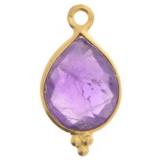 Dije gota facetada con bolitas 16x9mm - Plata de ley 925 Chapado de oro- Amethyste|raw }}