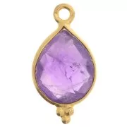 Dije gota facetada con bolitas 16x9mm - Plata de ley 925 Chapado de oro- Amethyste