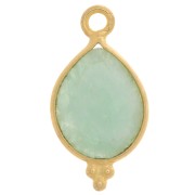 Dije gota facetada con bolitas 16x9mm - Plata de ley 925 Chapado de oro- Amazonite|raw }}