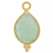 Dije gota facetada con bolitas 16x9mm - Plata de ley 925 Chapado de oro- Amazonite