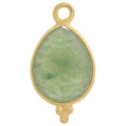 Dije gota facetada con bolitas 16x9mm - Plata de ley 925 Chapado de oro- Aventurine|raw }}