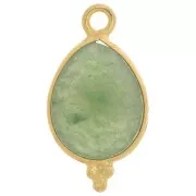 Dije gota facetada con bolitas 16x9mm - Plata de ley 925 Chapado de oro- Aventurine