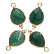 Dije gota facetada con bolitas 16x9mm - Plata de ley 925 Chapado de oro- Aventurine