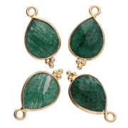 Dije gota facetada con bolitas 16x9mm - Plata de ley 925 Chapado de oro- Aventurine