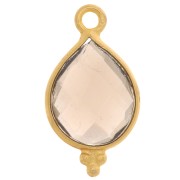 Dije gota facetada con bolitas 16x9mm - Plata de ley 925 Chapado de oro- Quartz fum|raw }}