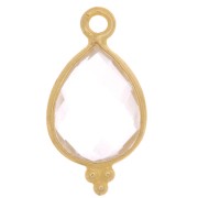 Dije gota facetada con bolitas 16x9mm - Plata de ley 925 Chapado de oro- Cristal de