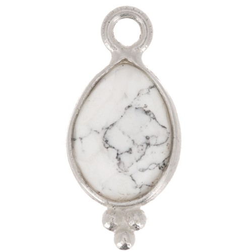 Dije facetado con Bolas Pequeñas 14x7 mm Plata 925 - Howlite x1