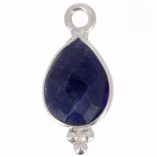 Dije facetado con Bolas Pequeñas 14x7 mm Plata 925 - Sodalite x1